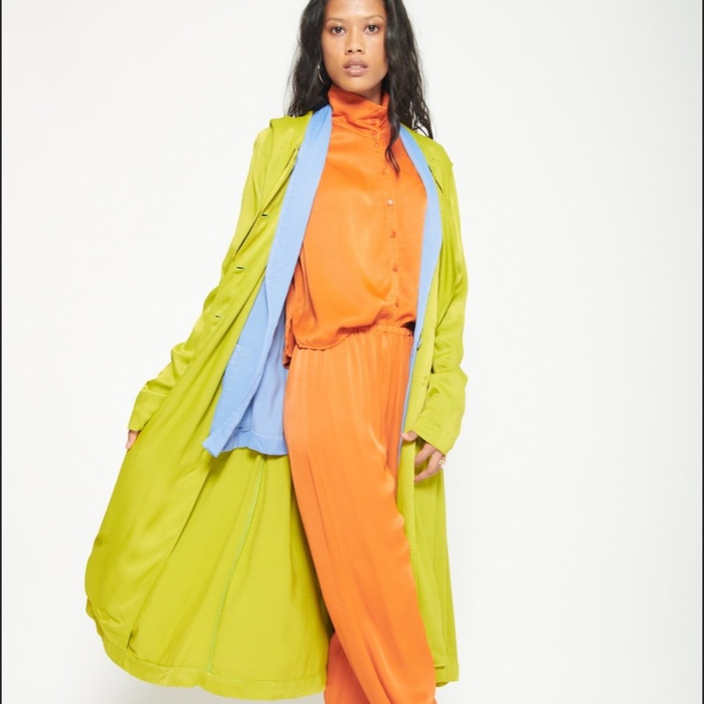 RAQUEL ALLEGRA KENNEDY CAR COAT - CHARTREUSE